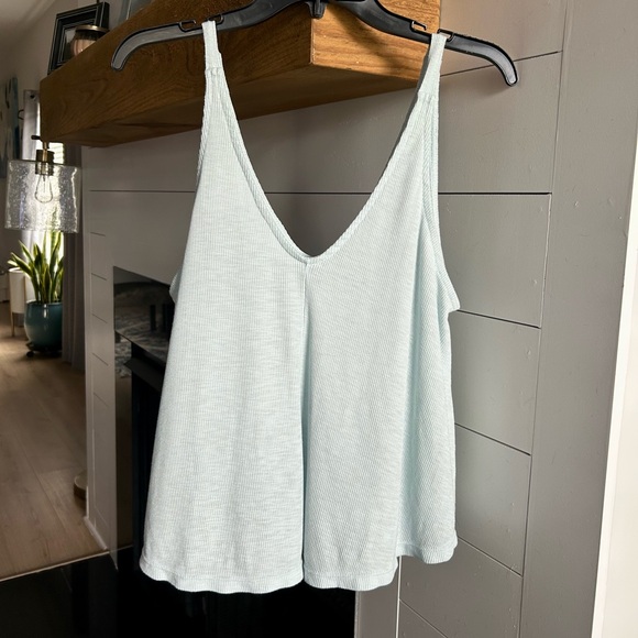 INTIMATELY FP FREE PEOPLE Soft Ribbed Swing Tank Top Light Ice Blue | Size Small - Picture 3 of 9